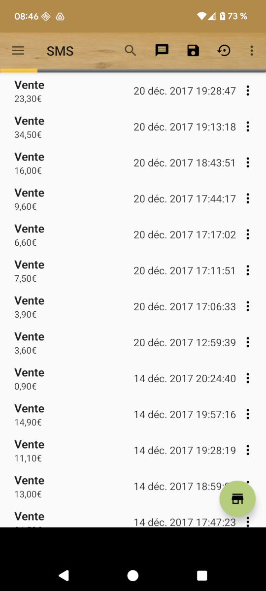 Historique ventes